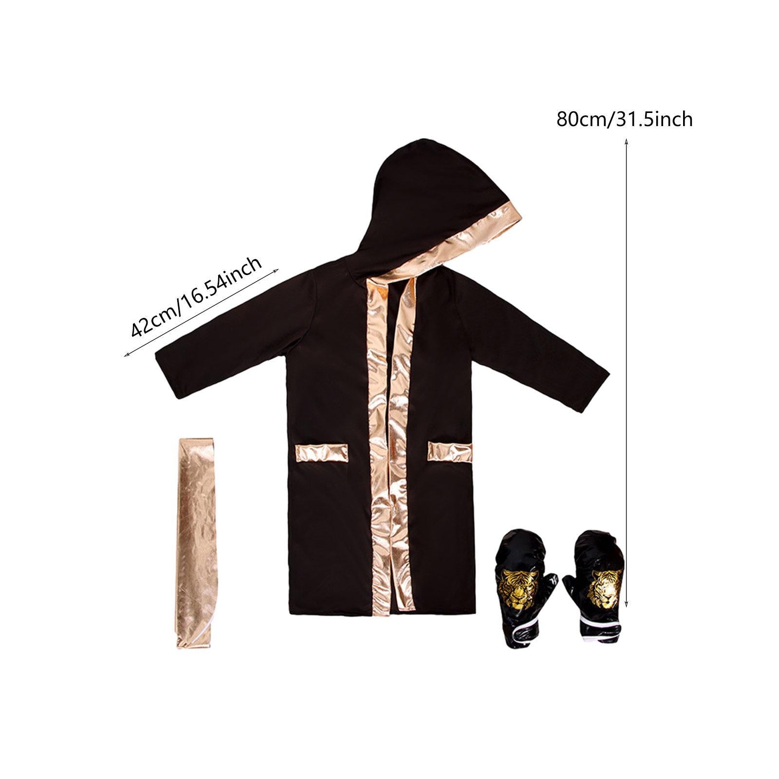 Halloween Children's Boxing Costume for Carnival Breathable Role Play Outfit Black Gold S to M