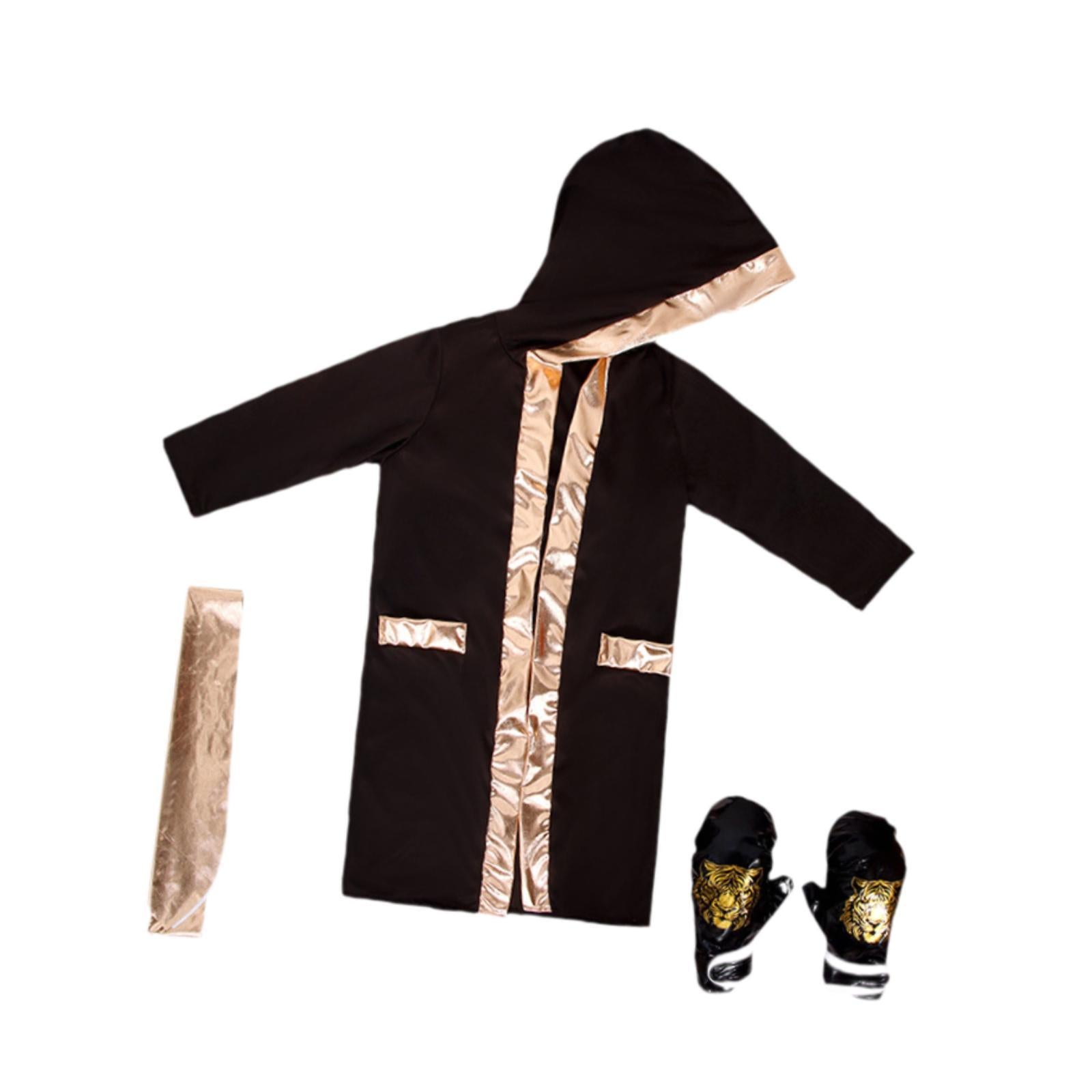 Halloween Children's Boxing Costume for Carnival Breathable Role Play Outfit Black Gold L to XL