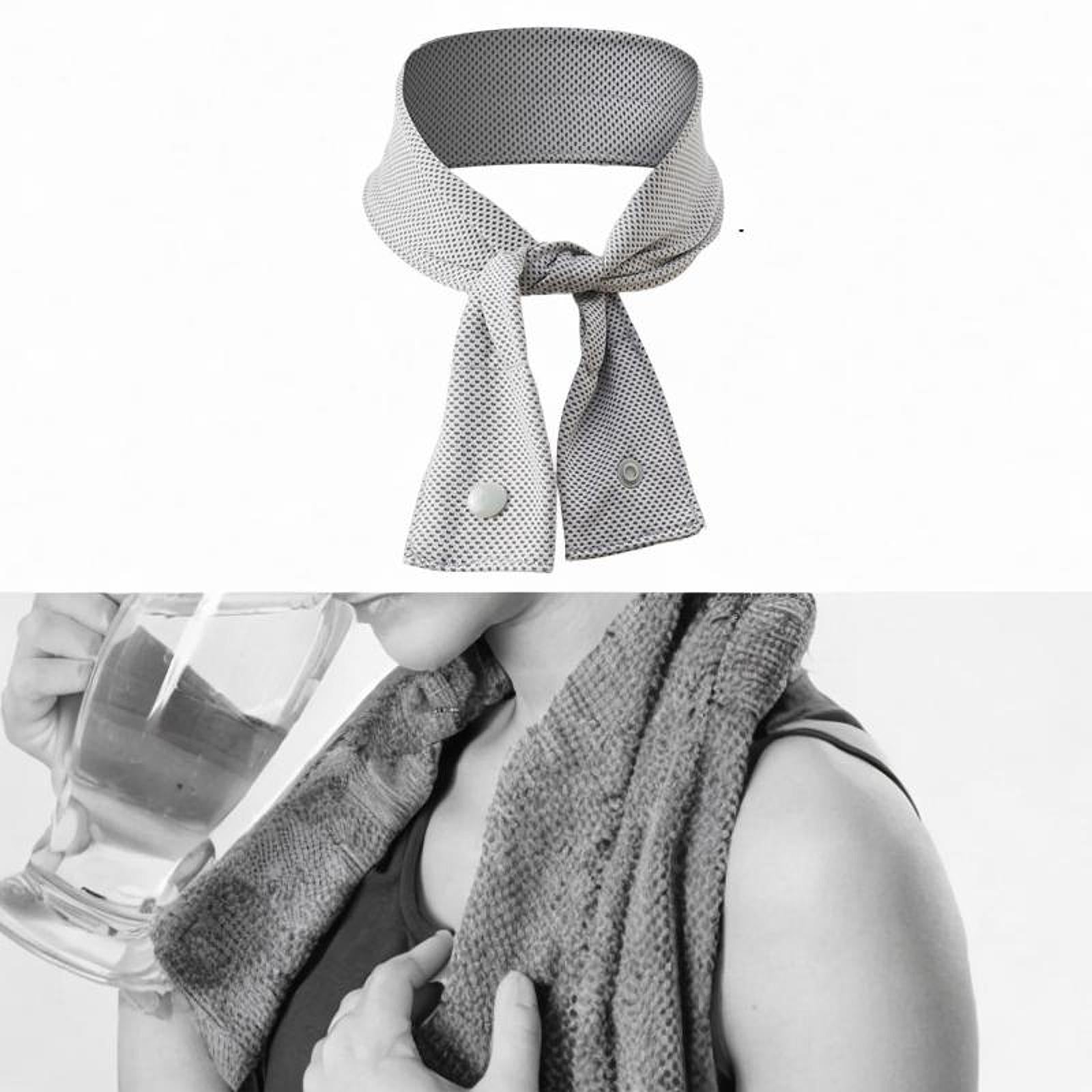 Sports Cooling Neck Wrap Hands Free Ice Cool Scarf for Indoor Cycling Hiking Gray