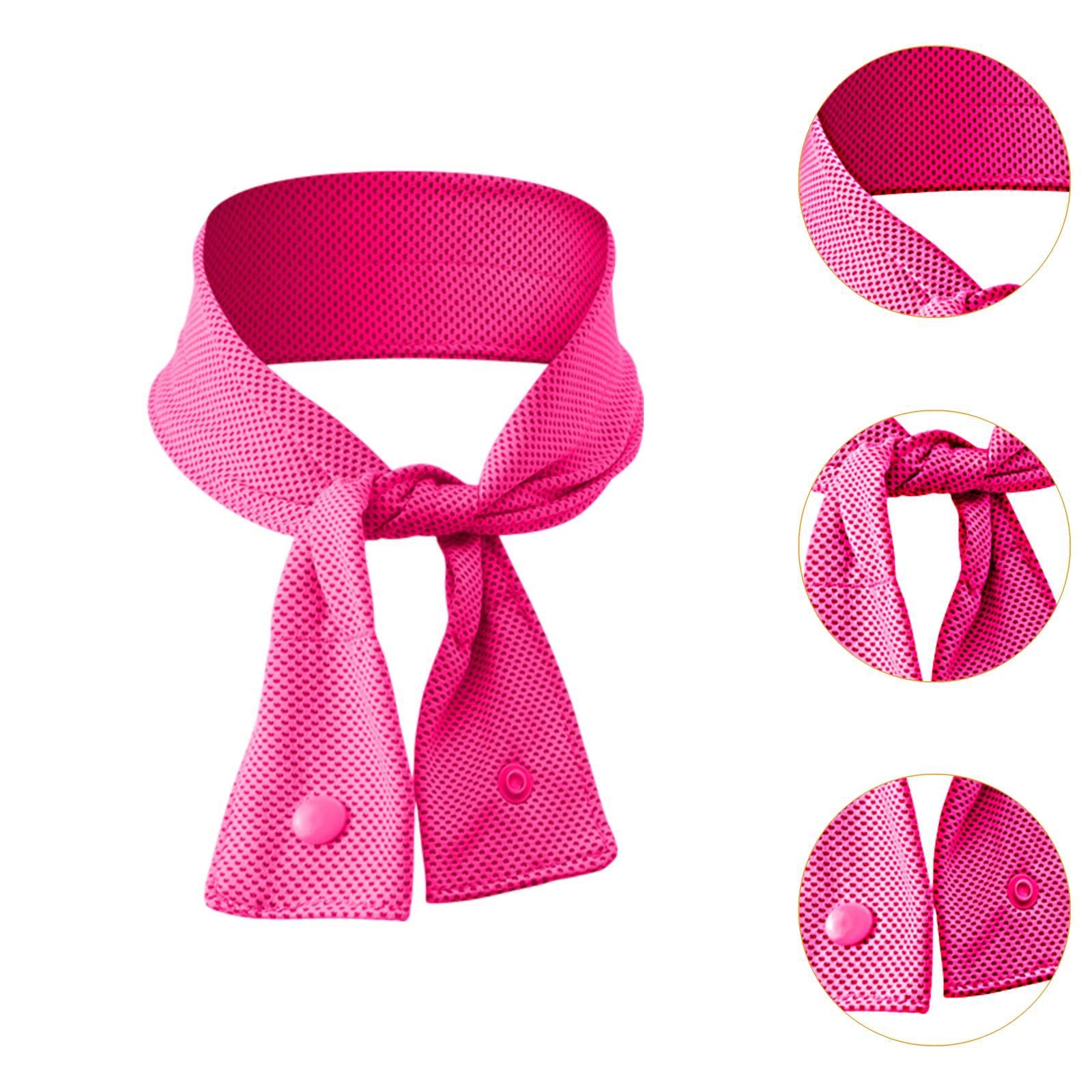 Sports Cooling Neck Wrap Hands Free Ice Cool Scarf for Indoor Cycling Hiking Rose Red