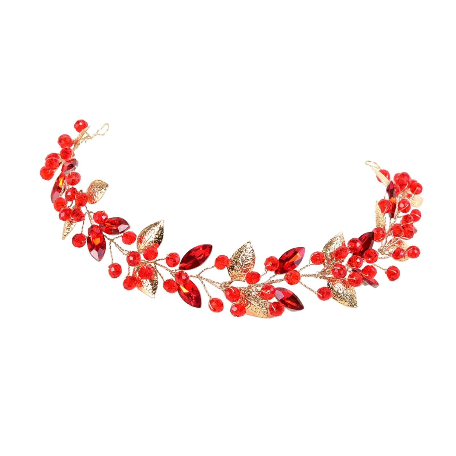 Bride Wedding Hair Vine Hair Pieces for Dress up Stage Performance Carnivals Red
