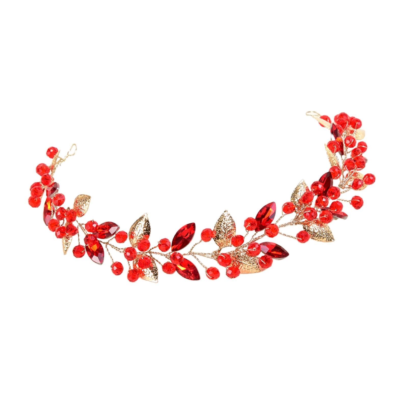 Bride Wedding Hair Vine Hair Pieces for Dress up Stage Performance Carnivals Red