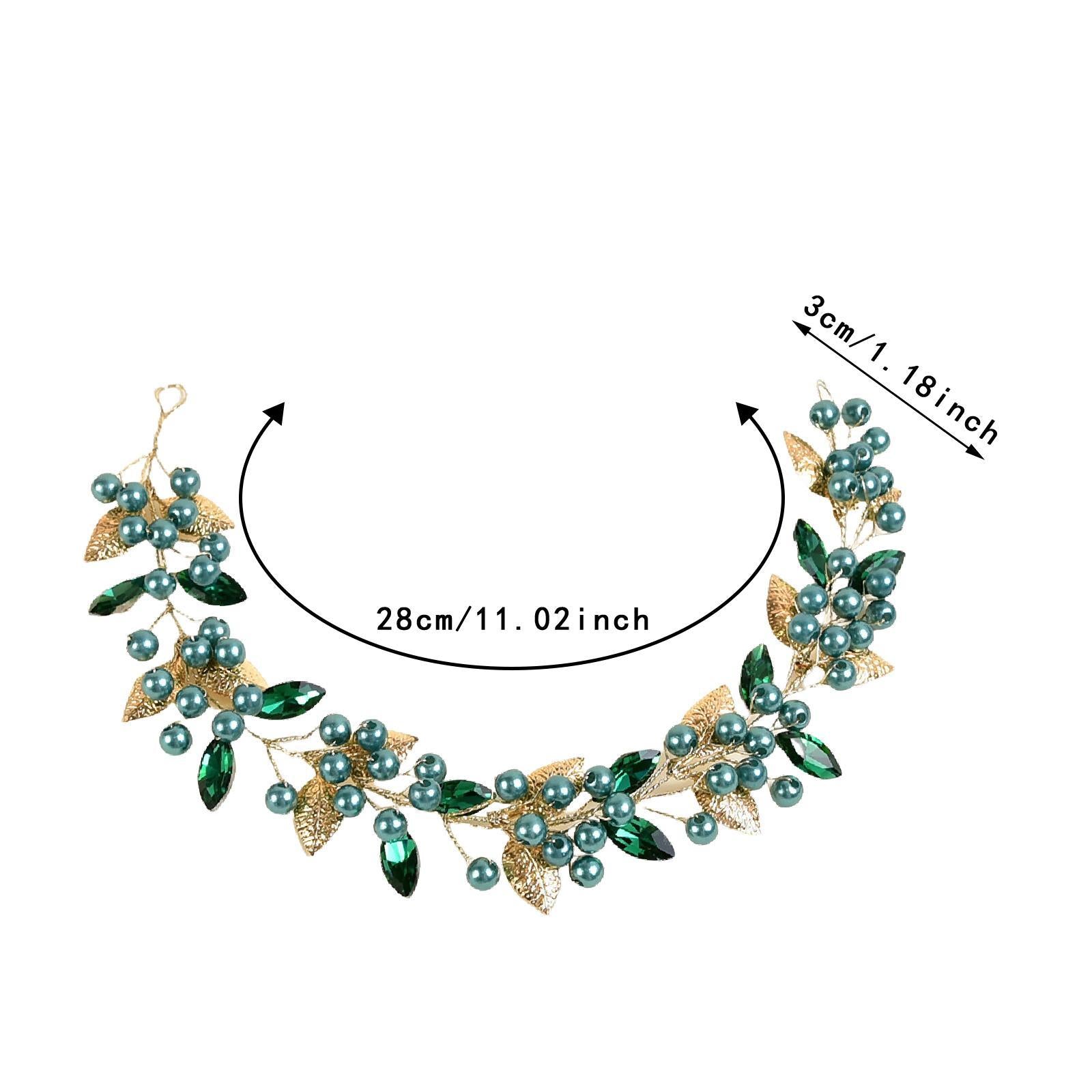 Bride Wedding Hair Vine Hair Pieces for Dress up Stage Performance Carnivals Green