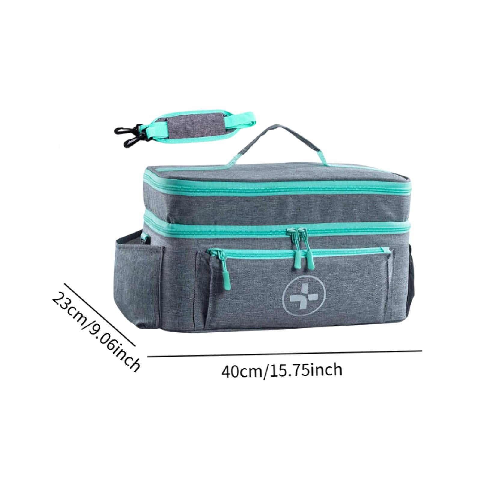 Empty First Aid Bag with Handle Emergency Supplies Pouch for Home Car Travel Gray