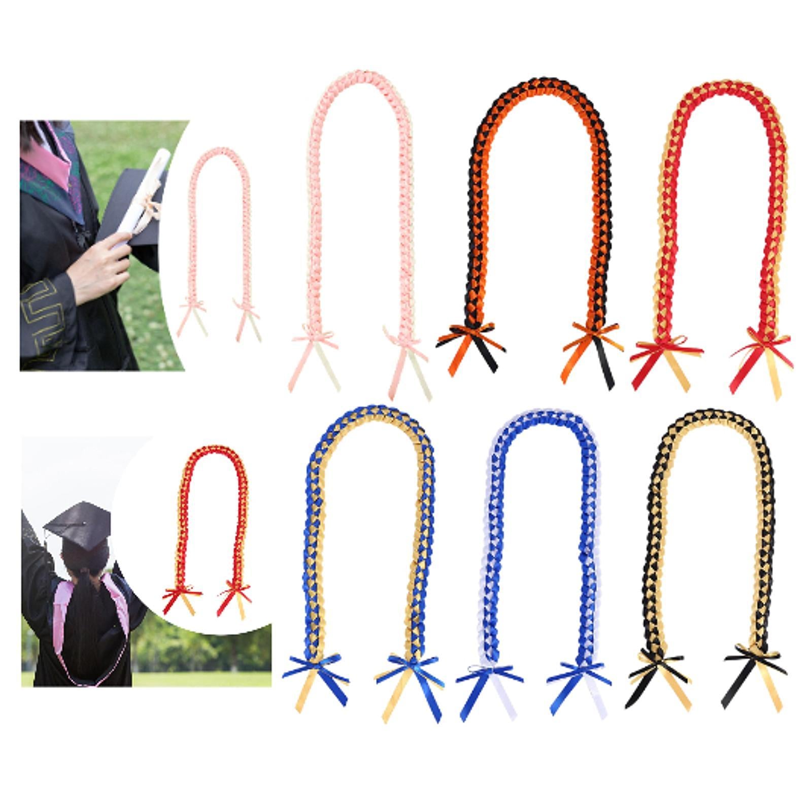 Handmade Double Braided Necklace Honor Cord Stole Sash 47inch Graduation Lei Pink White