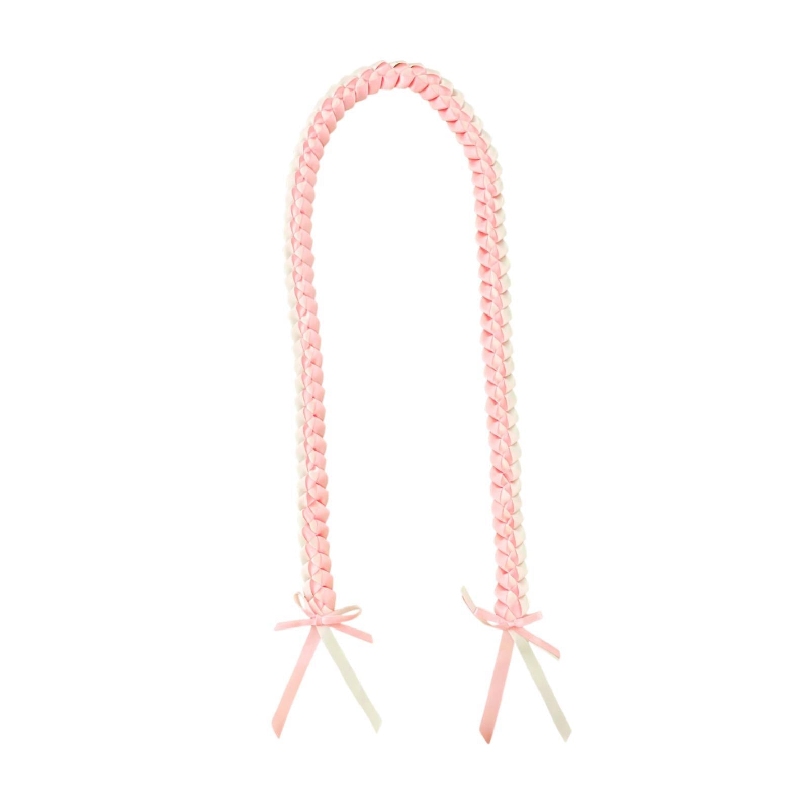 Handmade Double Braided Necklace Honor Cord Stole Sash 47inch Graduation Lei Pink White