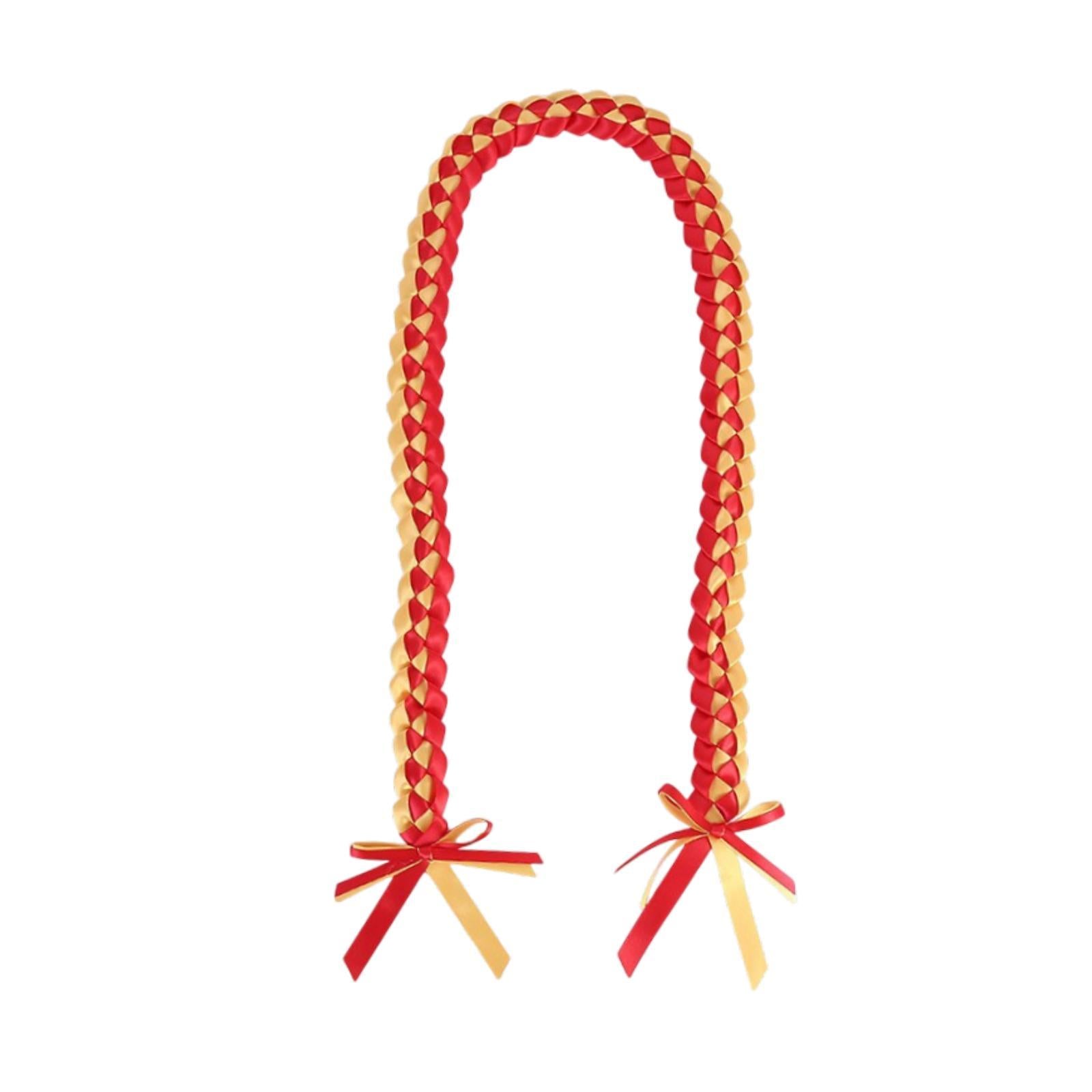 Handmade Double Braided Necklace Honor Cord Stole Sash 47inch Graduation Lei Gold Red