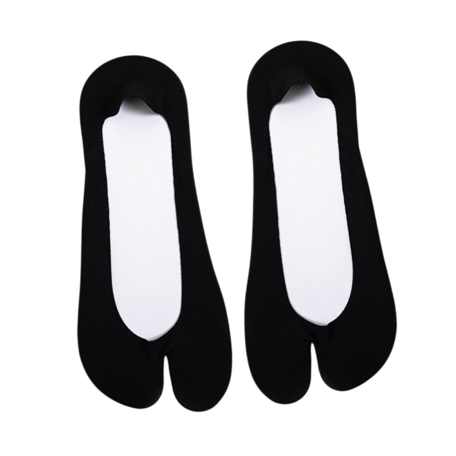 2 Toe Socks Invisible Boat Socks Thin Low Cut Sock for Sports Casual Ladies black