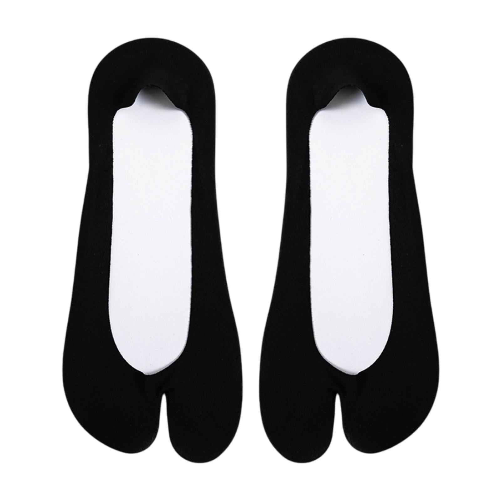 2 Toe Socks Invisible Boat Socks Thin Low Cut Sock for Sports Casual Ladies black