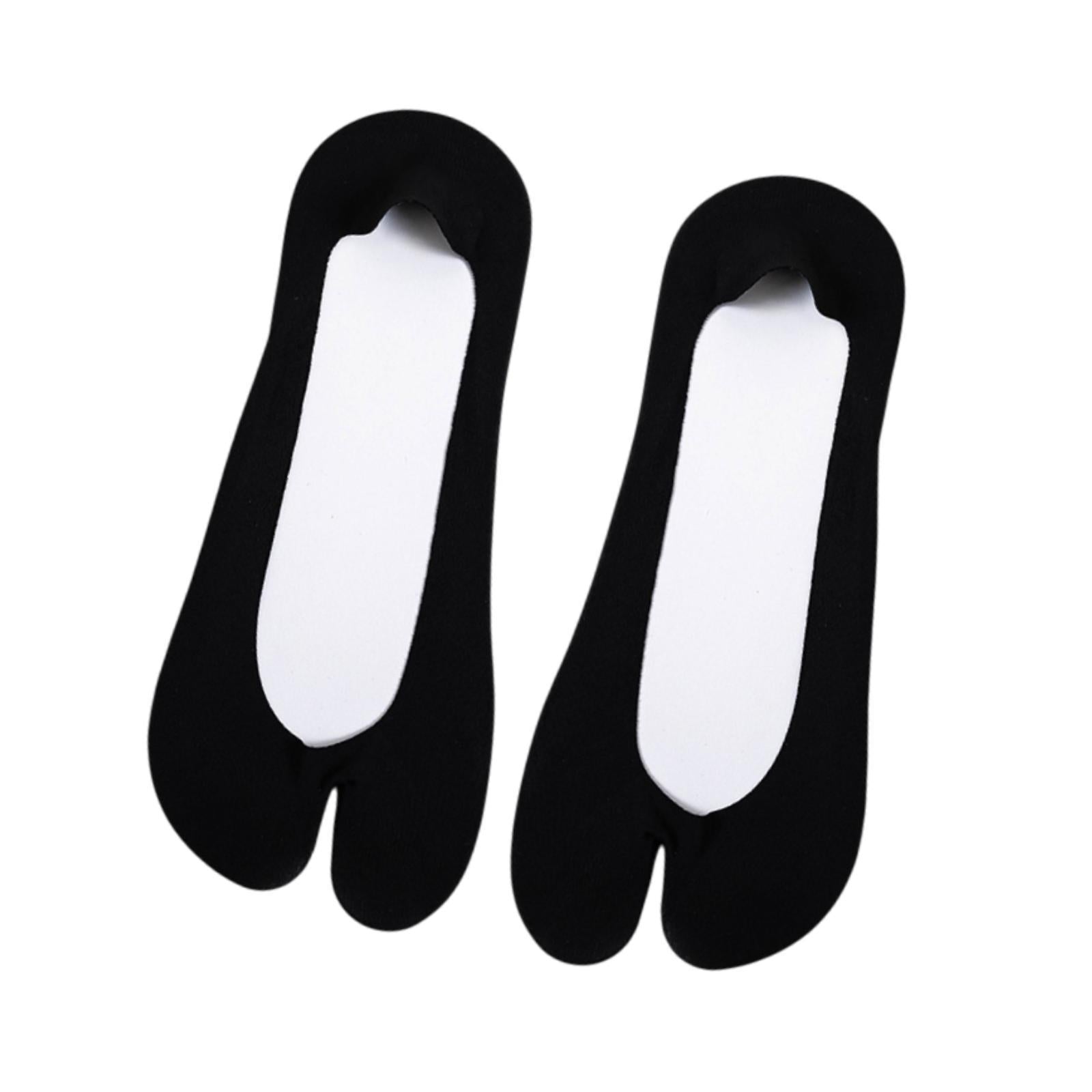2 Toe Socks Invisible Boat Socks Thin Low Cut Sock for Sports Casual Ladies black