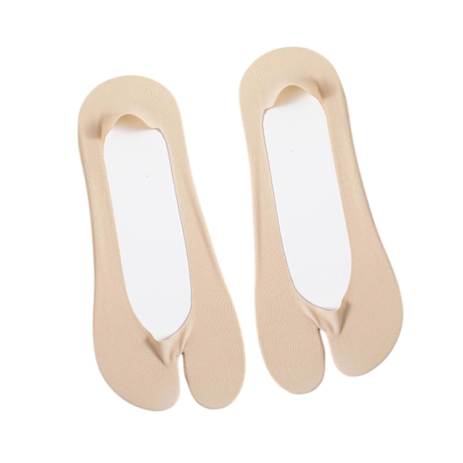 2 Toe Socks Invisible Boat Socks Thin Low Cut Sock for Sports Casual Ladies skin color