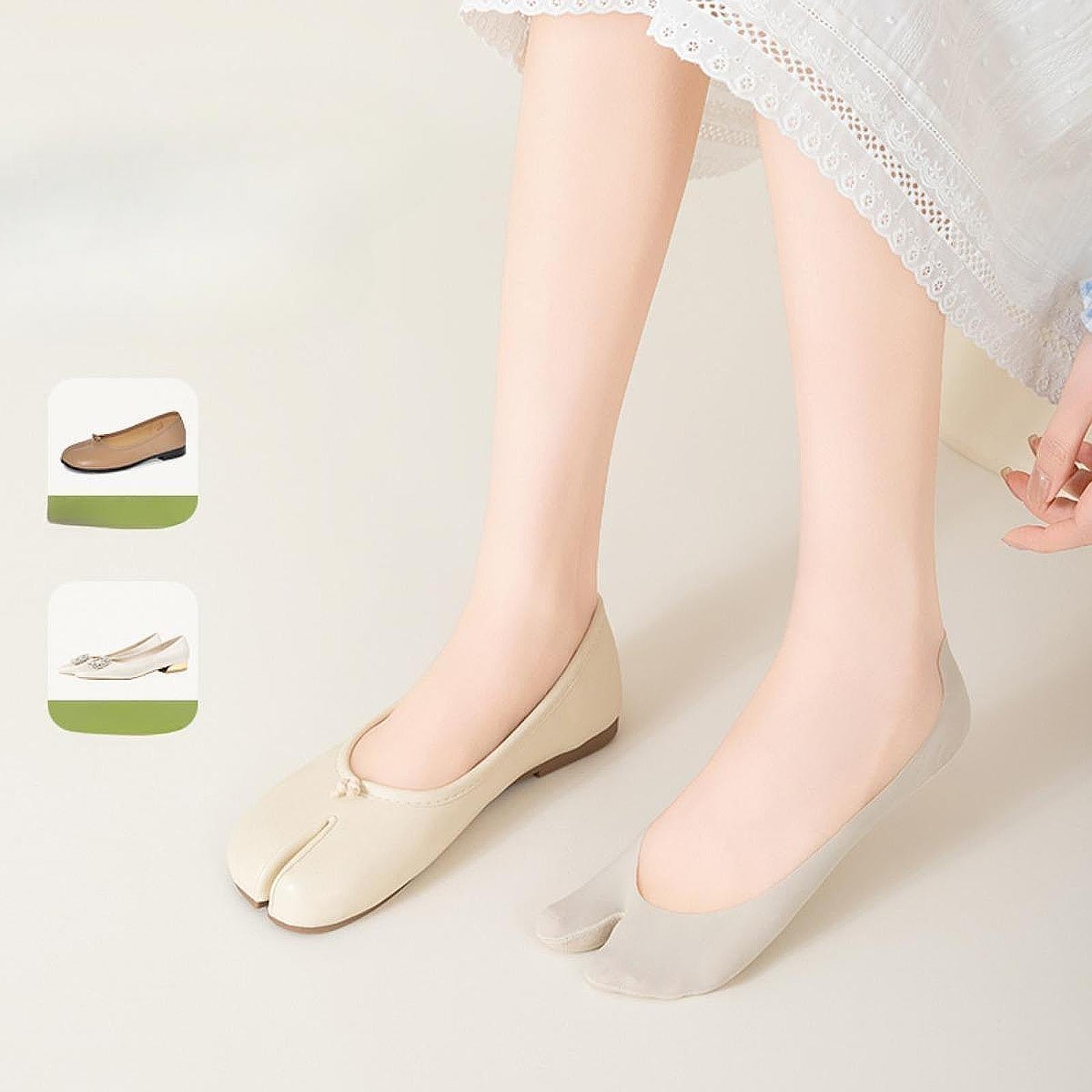 2 Toe Socks Invisible Boat Socks Thin Low Cut Sock for Sports Casual Ladies green