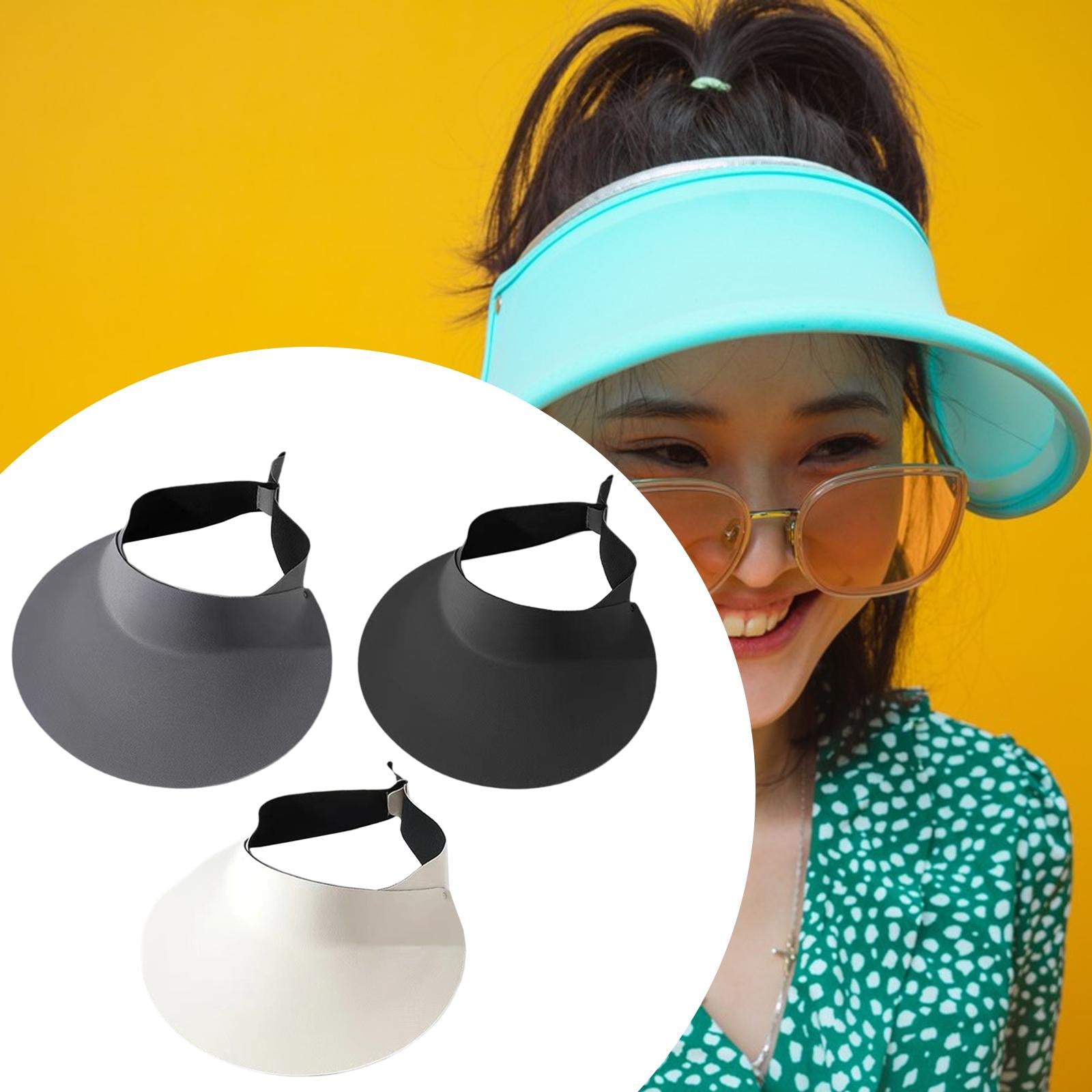 Sun Visor Hat Foldable Large Brim for Running Walking Dog Outdoor Activities Gray