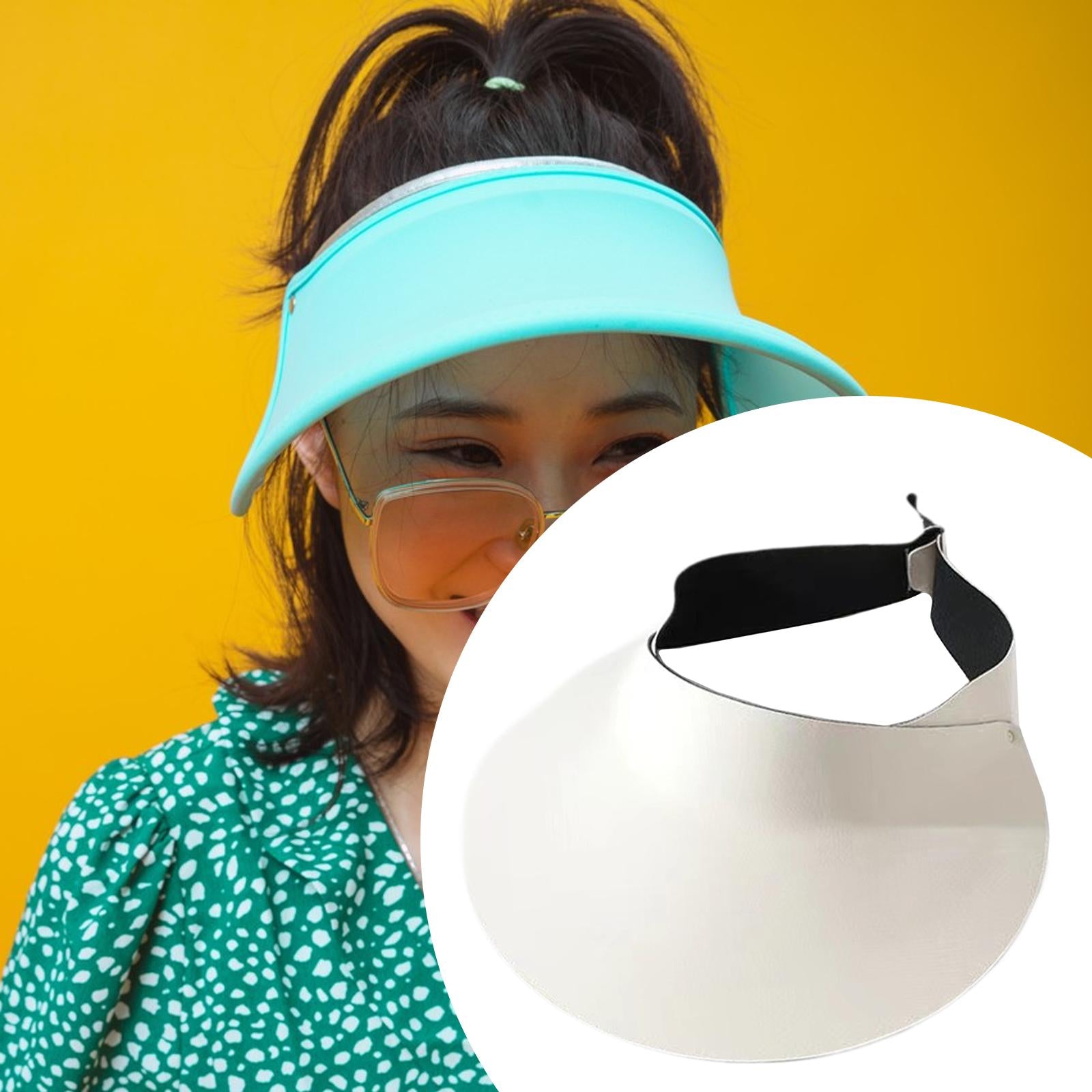 Sun Visor Hat Foldable Large Brim for Running Walking Dog Outdoor Activities White