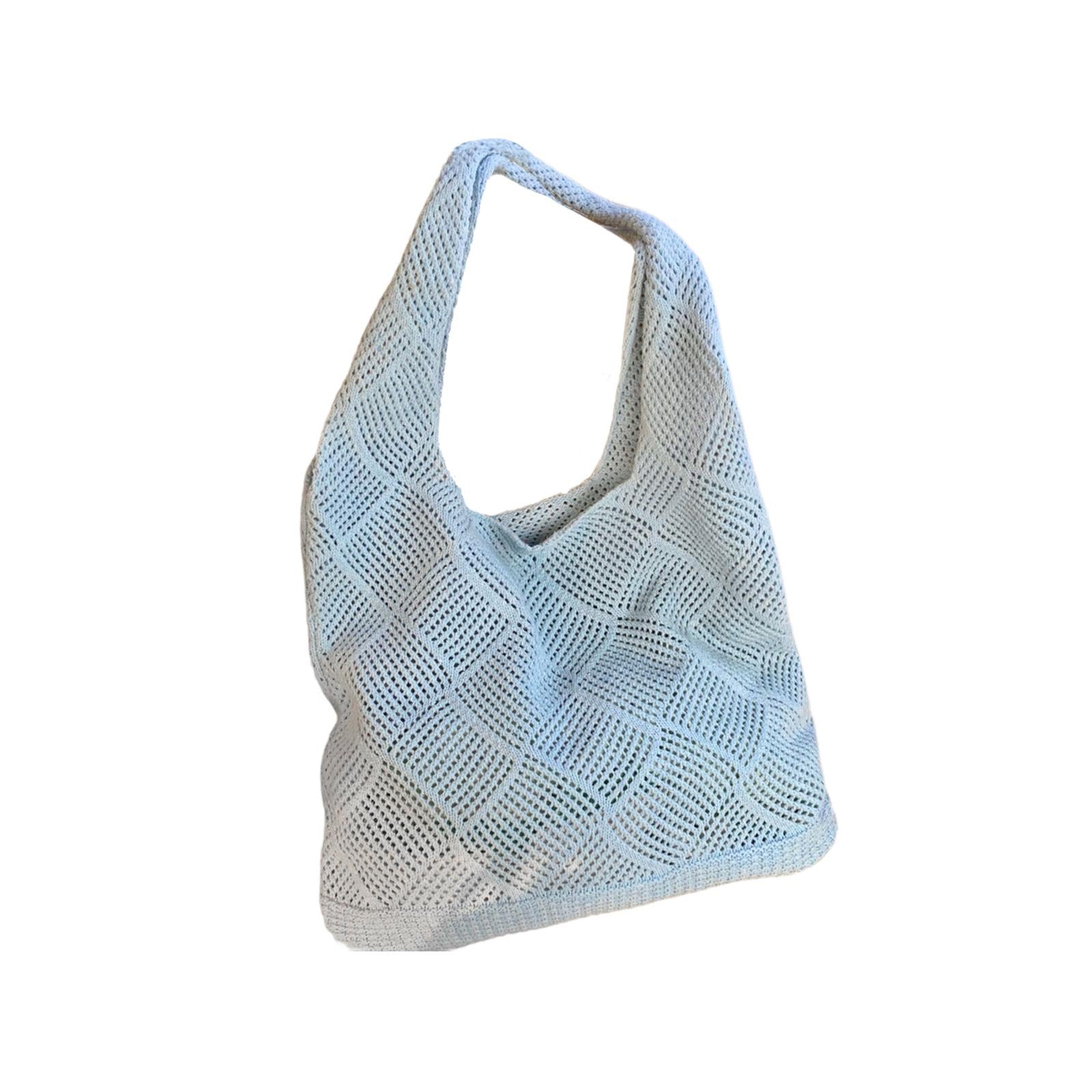 Crochet Tote Bag Knitting Aesthetic Classic Handbag for Work Picnic Vacation