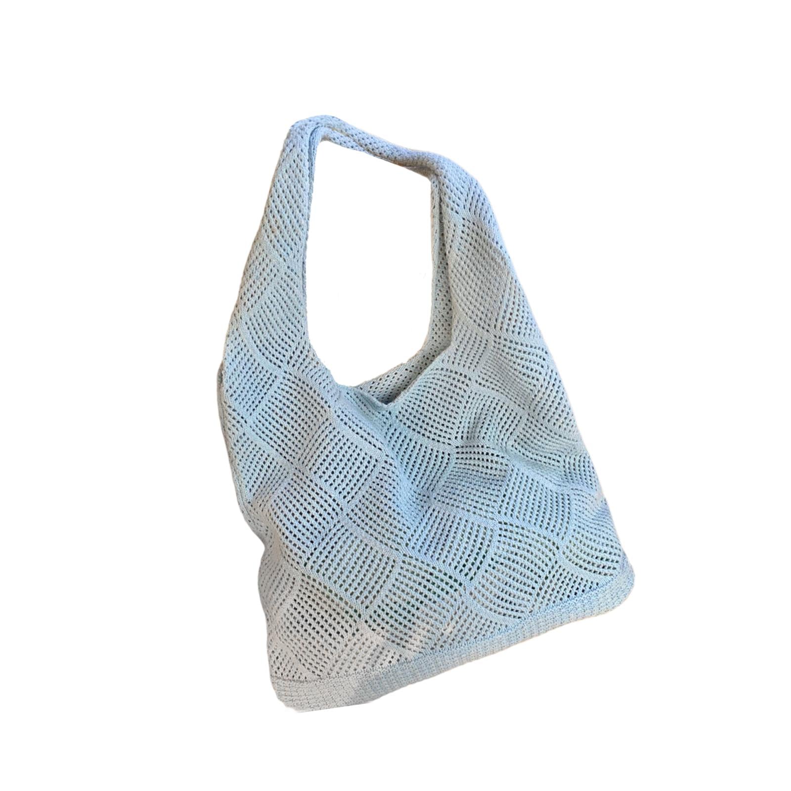 Crochet Tote Bag Knitting Aesthetic Classic Handbag for Work Picnic Vacation