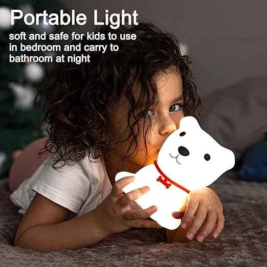 Color-Changing Puppy Night Light with soft silicone and USB recharge—suitable for kids, adults, and pet enthusiasts.