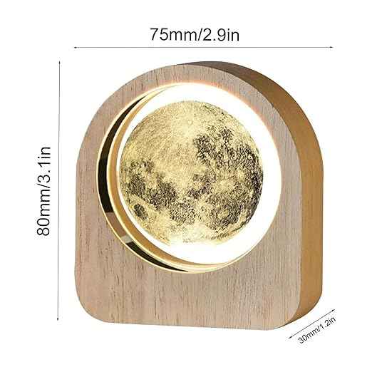 3D Acrylic LED Night Light with Durable Plastic Base Decorative Table Lamp ( Standing Moon Ball)