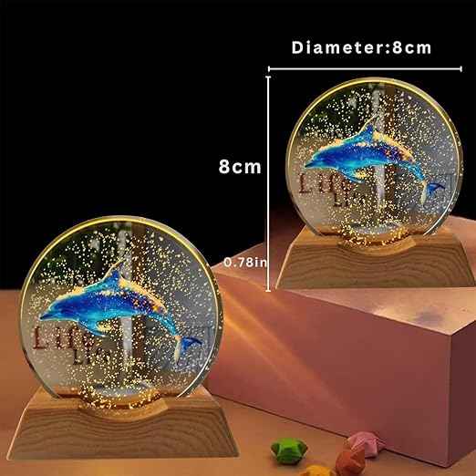 3D Acrylic LED Night Light with Durable Plastic Base Decorative Table Lamp (Dolphin Design)