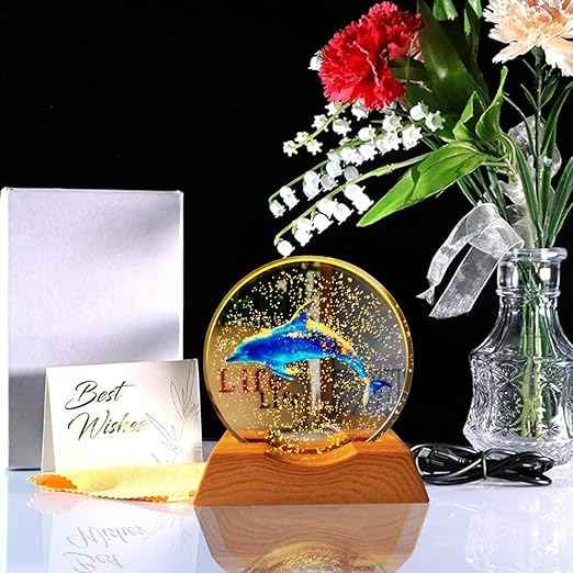 3D Acrylic LED Night Light with Durable Plastic Base Decorative Table Lamp (Dolphin Design)