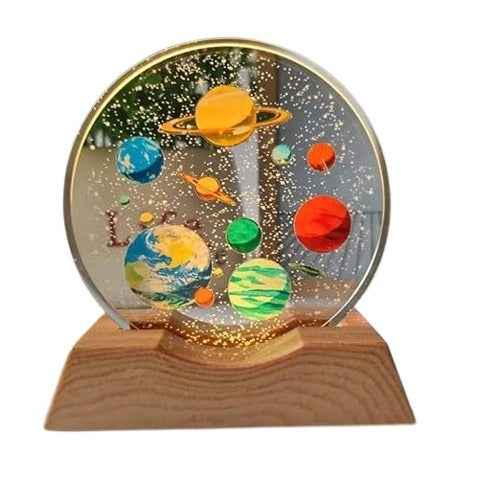 3D Acrylic LED Night Light with Durable Plastic Base Decorative Table Lamp (Planet Design)