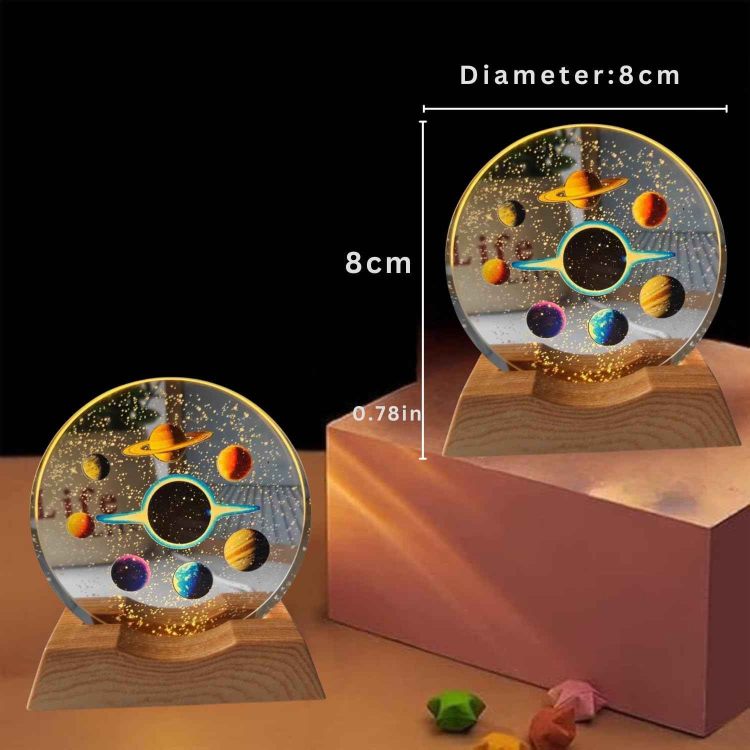 3D Acrylic LED Night Light with Durable Plastic Base Decorative Table Lamp (Space Design)