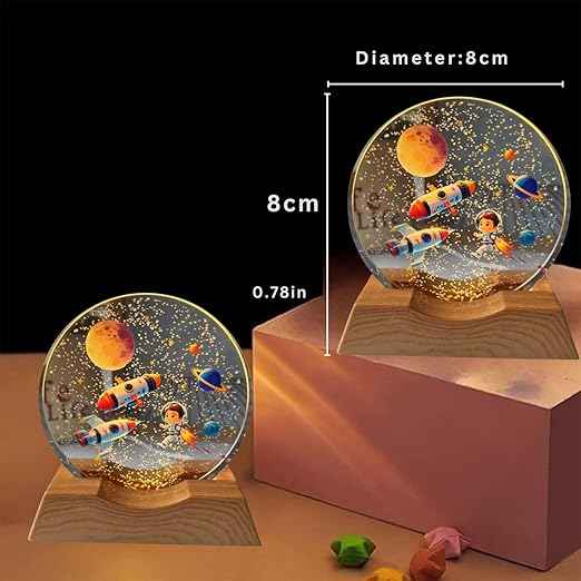 3D Acrylic LED Night Light with Durable Plastic Base Decorative Table Lamp (Colorful Rocket Design)
