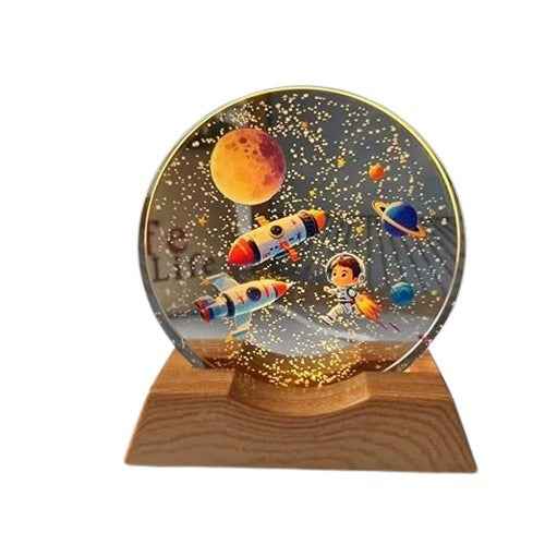 3D Acrylic LED Night Light with Durable Plastic Base Decorative Table Lamp (Colorful Rocket Design)