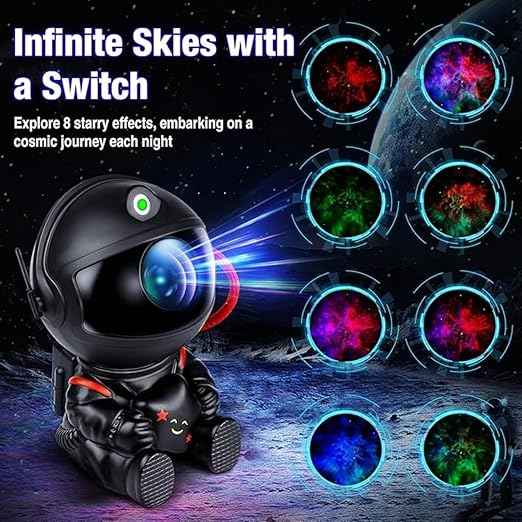 360° Rotating Astronaut Galaxy Night Lamp – Star Nebula LED Projector with Remote Control, Timer & Adjustable Head for Home & Kids Room