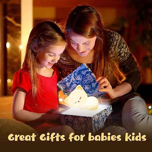 Cute Sleeping Cat LED Night Light – Rechargeable Silicone Lamp for Kids Bedroom, Nursery Decoration & Gift