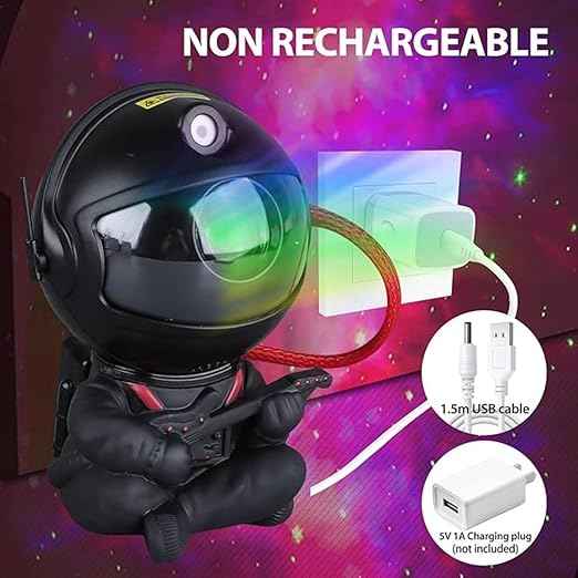 360° Rotating Guitar Astronaut Star Projector – LED Nebula Galaxy Night Light with Remote, Timer & Adjustable Head for Bedroom, Kids Room & Party Décor