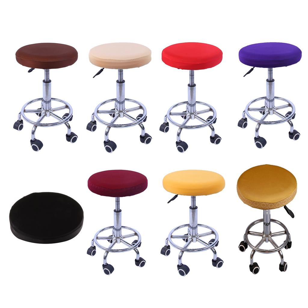 10 Pieces Elastic Bar Stool Covers Round Chair Seat Cover Cushion Black