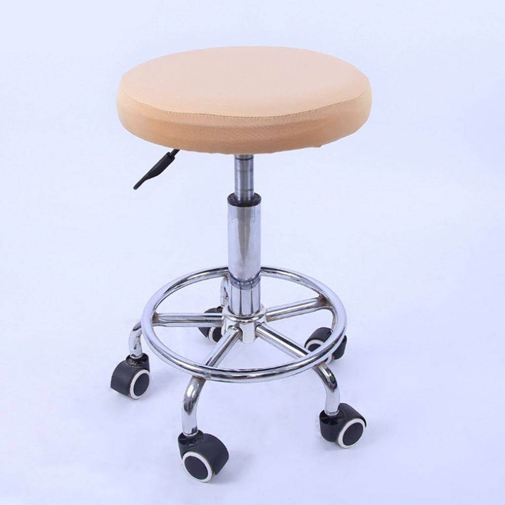 10 Pieces Elastic Bar Stool Covers Round Chair Seat Cover Cushion Beige