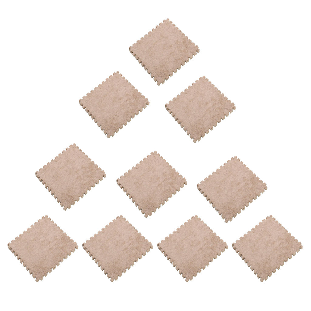 10Pc EVA Foam Puzzle Exercise Mat Interlocking Tiles Baby Crawl Mats Beige