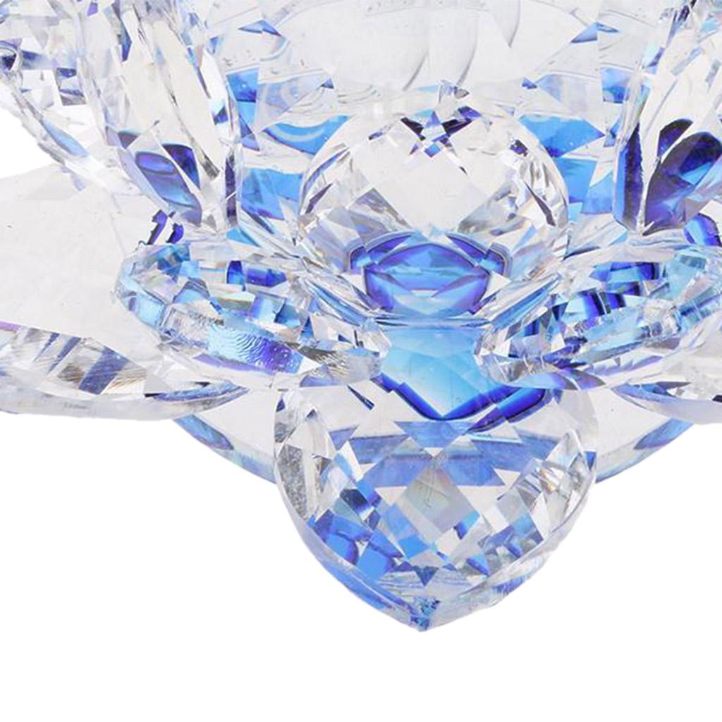 Crystal Lotus Flower Crafts Paperweights Glass Lotus Model Blue