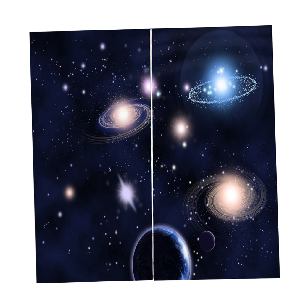 2 Panel Printed Curtain, Thermal Insulated Curtain Drape Galaxy