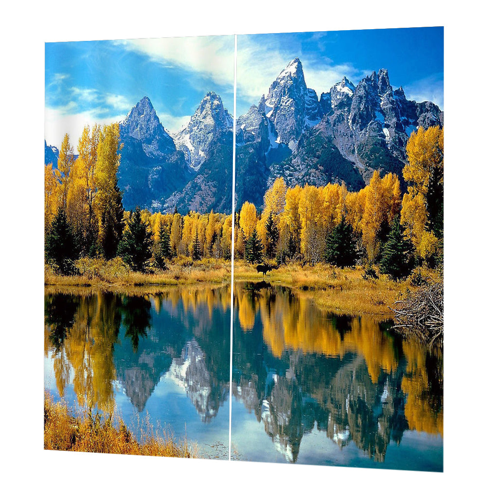 2 Panels Digital 3D Printing Blackout Window Curtains Yellow Leaves