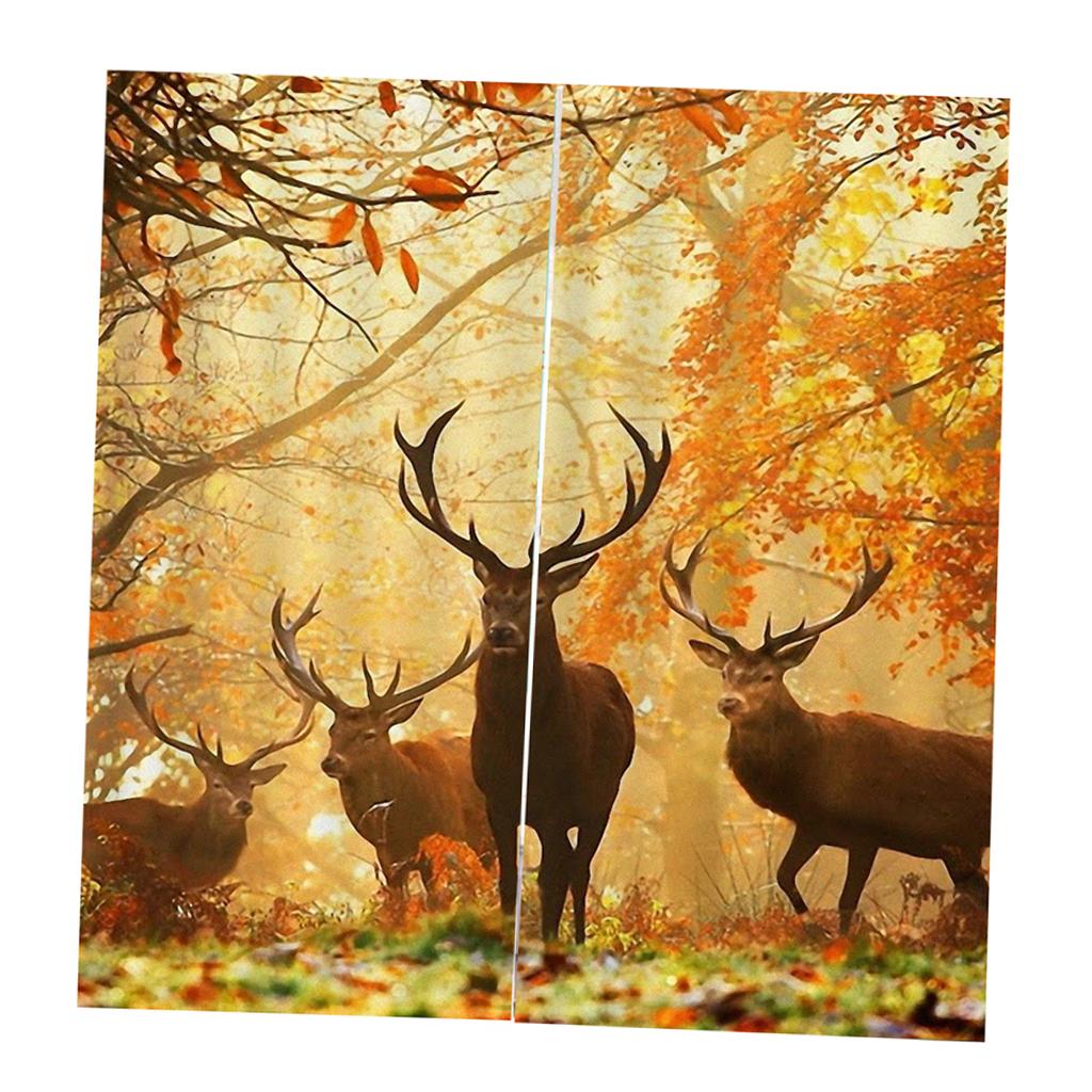 2 Panel Printed Curtain Thermal Insulated Curtain Drape Deers
