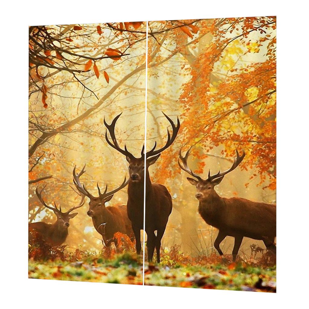 2 Panel Printed Curtain Thermal Insulated Curtain Drape Deers