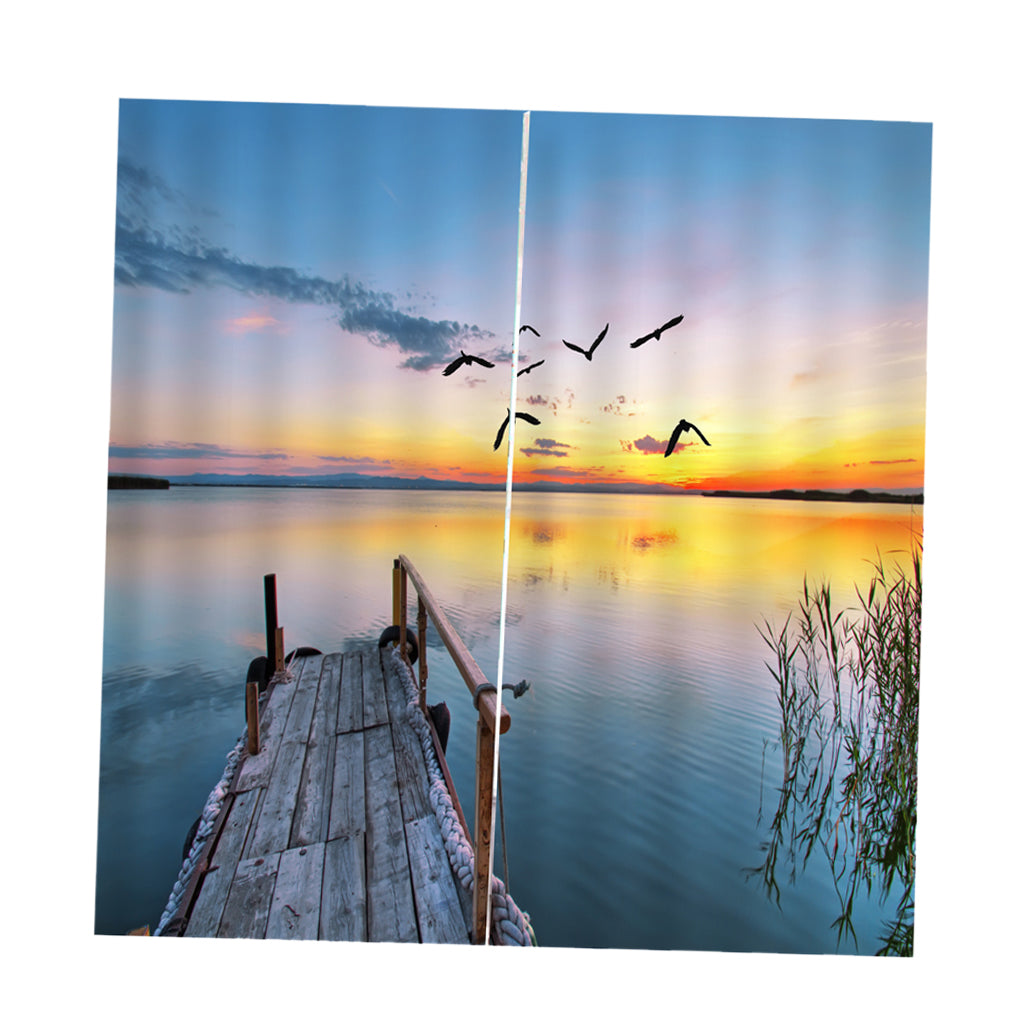 2 Panel Printed Curtain Thermal Insulated Curtain Drape Swan
