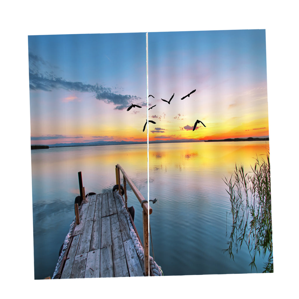 2 Panel Printed Curtain Thermal Insulated Curtain Drape Swan