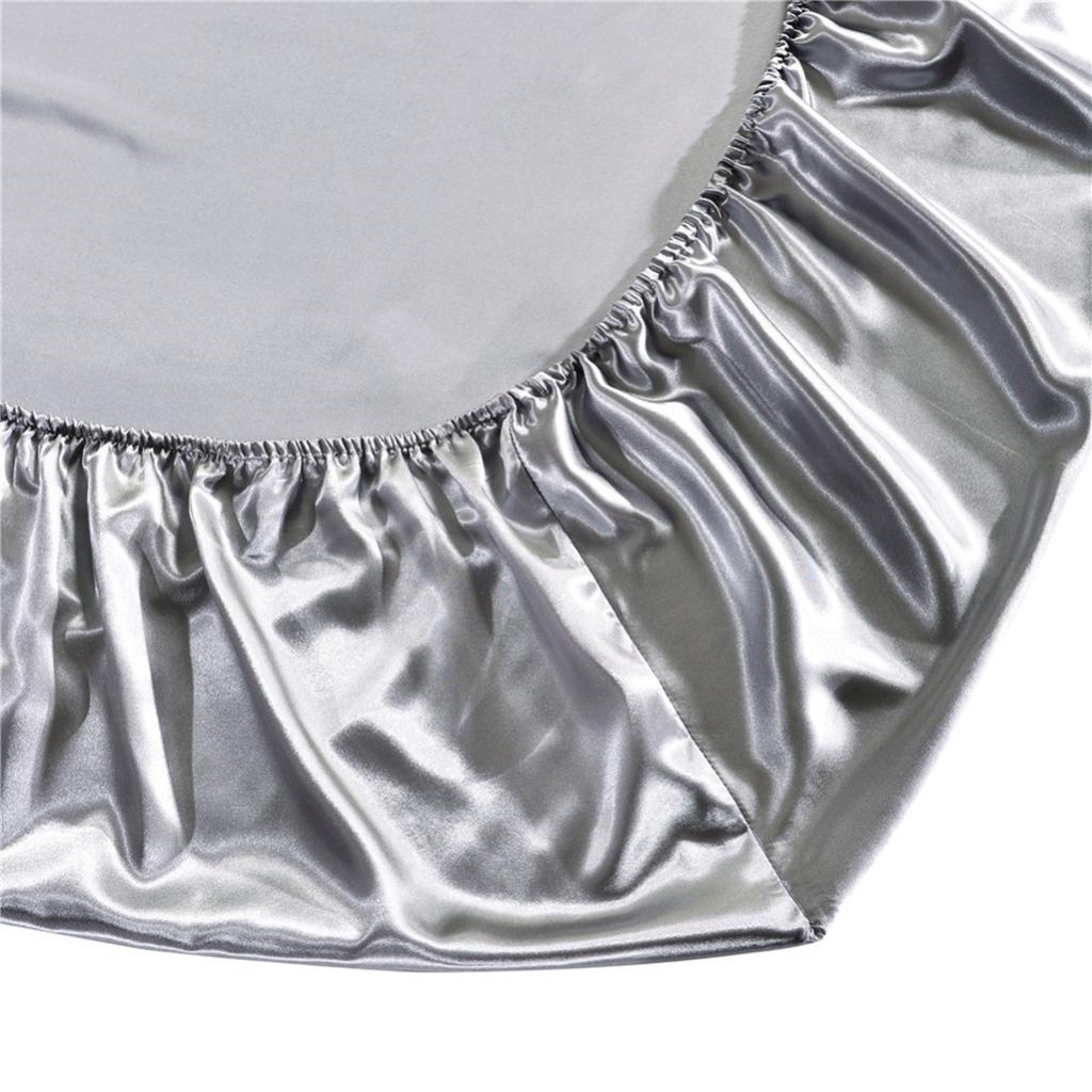 Home Textile Bed Sheet Solid Fitted Sheets 138x190x30cm Gray