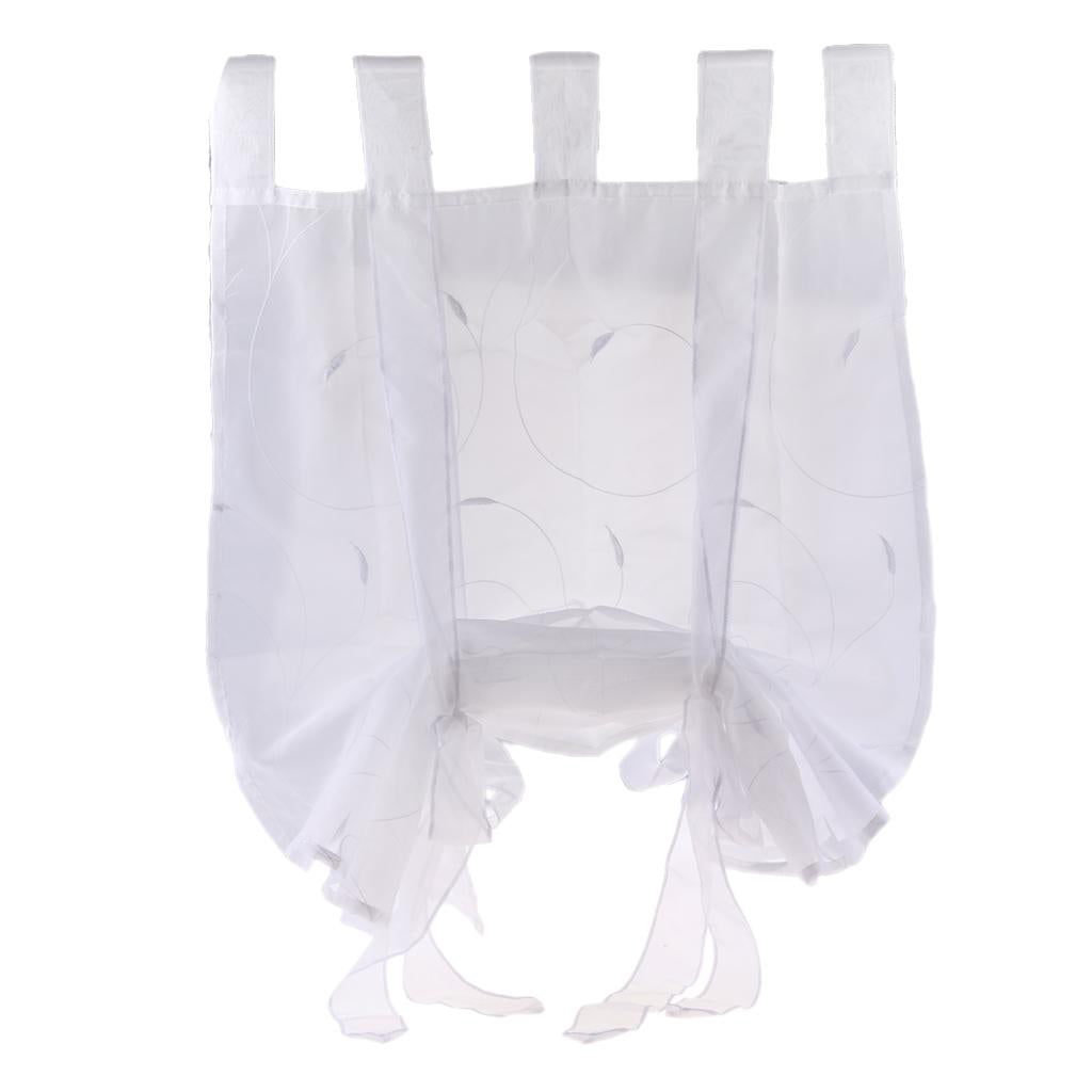 Roman shade European embroidery style tie up window curtain White 120x140cm