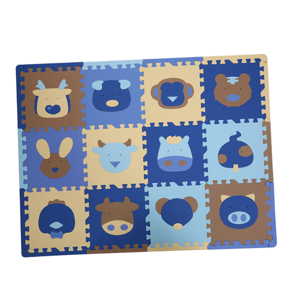 12Pieces Foam Puzzle Exercise Mat Interlocking Floor Tiles Sheng-Xiao Blue