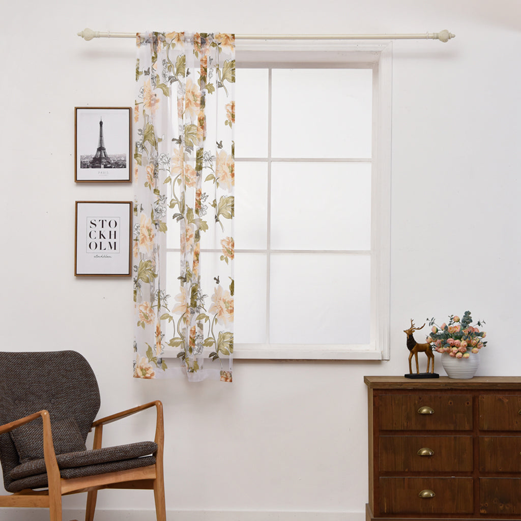 Kitchen Window Short Roman Blinds Curtains Panel Yellow Peony 80x140cm