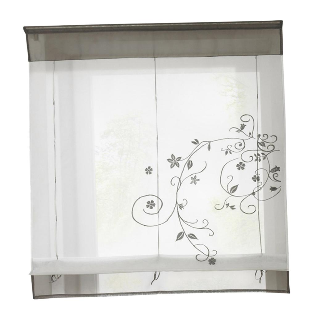 Liftable Roman Curtain Sheer Voile Window Valance Drape #2 Grey, 80x100cm