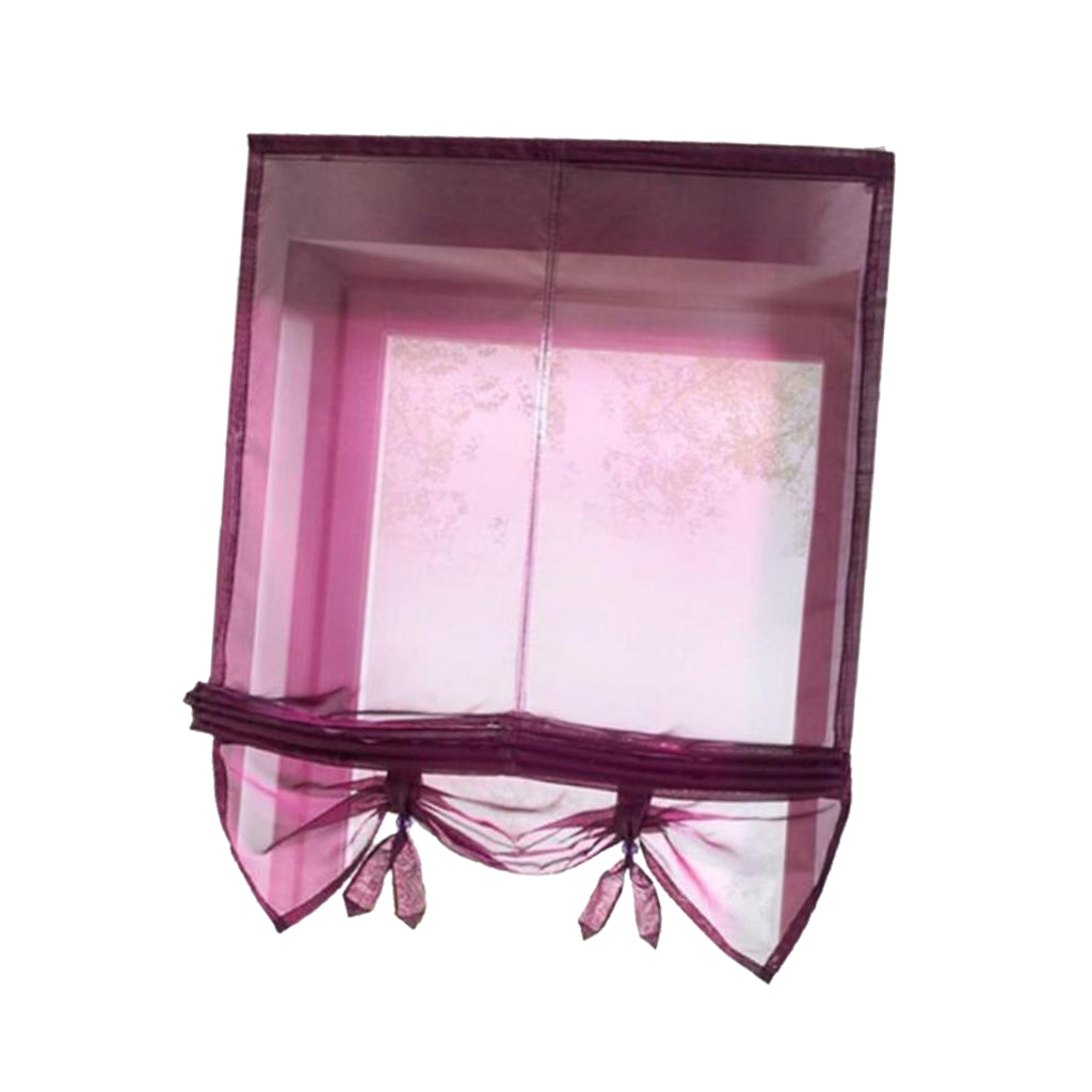Roman Curtain, Tie Up Shade, Rod Pocket Window Valances Burgundy 120x155cm
