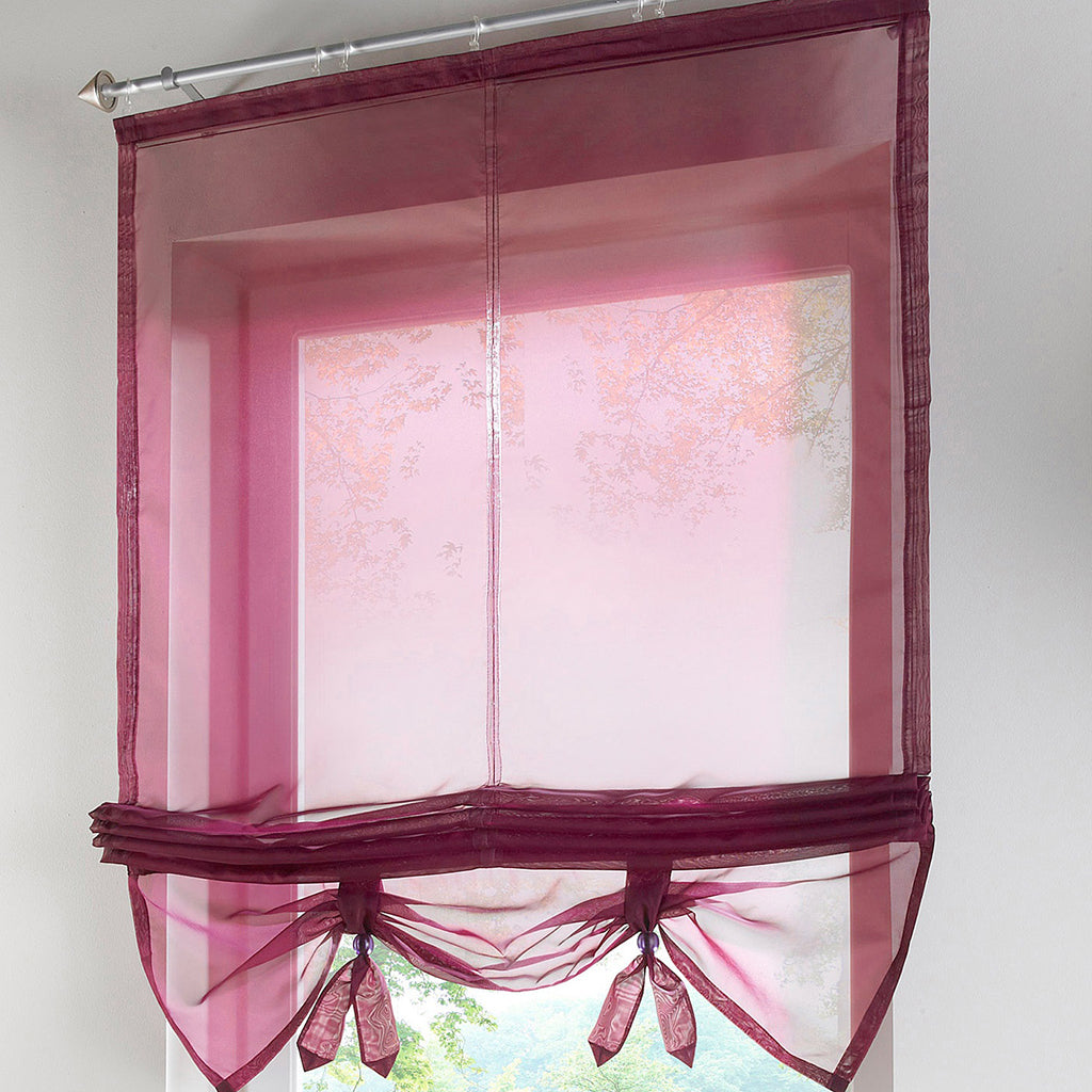 Roman Curtain, Tie Up Shade, Rod Pocket Window Valances Burgundy 120x155cm