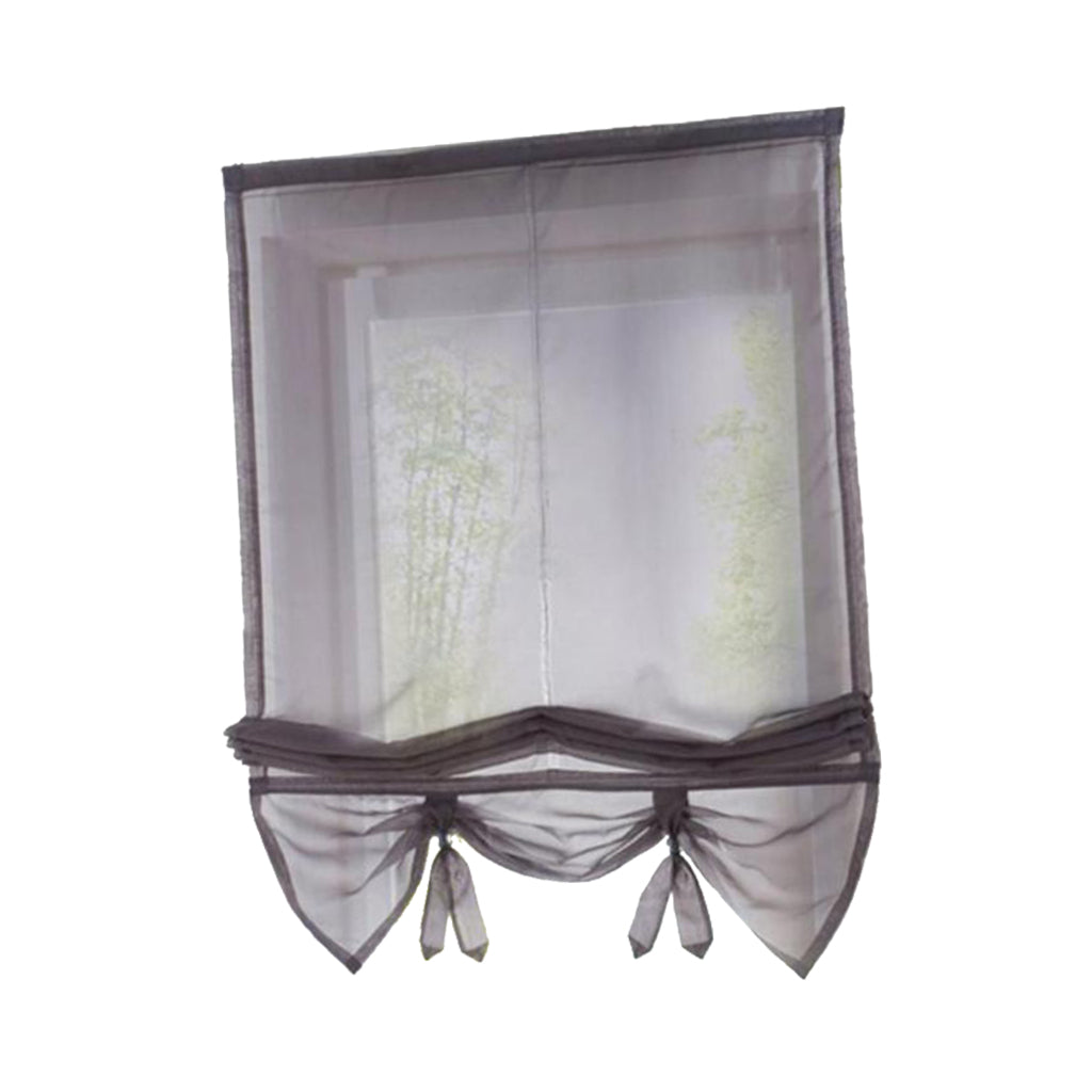 Roman Curtain, Tie Up Shade, Rod Pocket Window Valances Gray 80x155cm