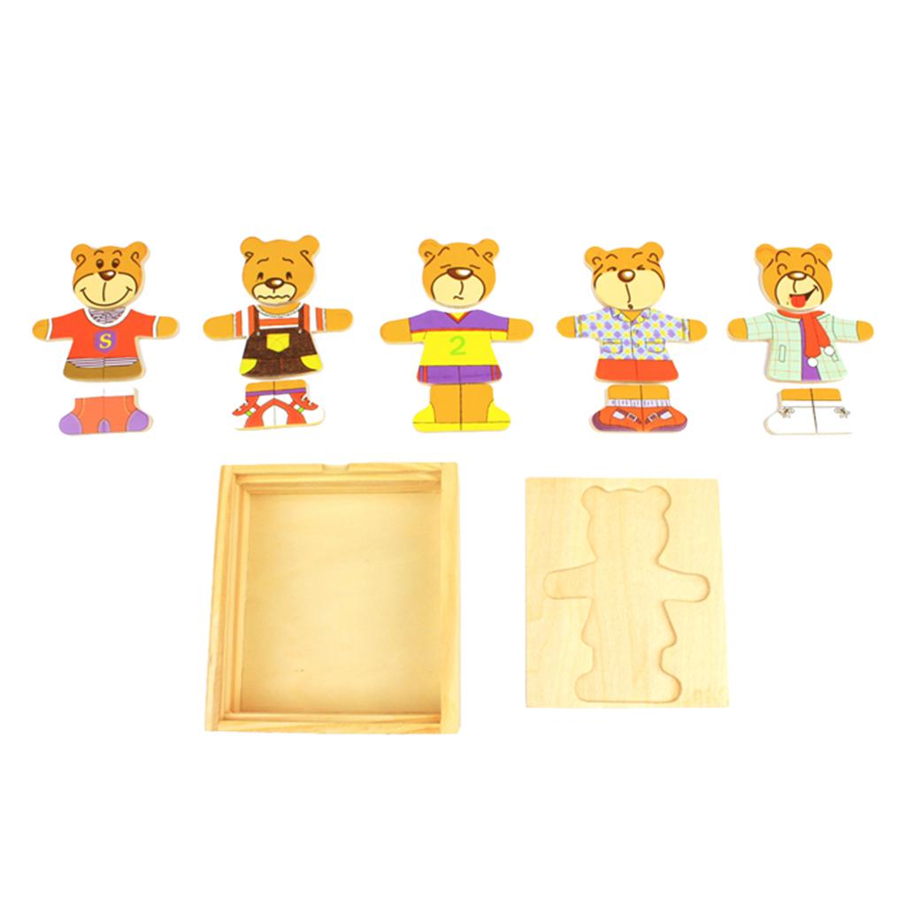 Early Education Toy, Puzzle Block, Bear Clothes Dress Up Play Set Girl Bear